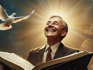 a_happy_man_with_an_open_bible_with_closed_eyes_under_heavenly_rays_in_portrait_in_landscape_with_one_white_flying_dove_in_the_background.jpeg
