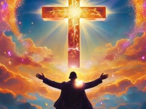 a_man_facing_the_sky_with_love_flowing_to_him_in_shapes_and_a_glowing_cross_in_the_sky (1).jpeg
